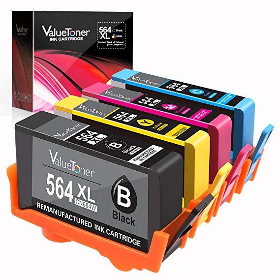 Valuetoner 564XL Ink Cartridges Remanufactured for HP 564 564 XL for HP Officejet 4620, Photosmart 7510 7520 6520 5510 5514 5520 6515 D7560 C410, Deskjet 3520 3522 Printer (Black/Cyan/Magenta/Yellow)