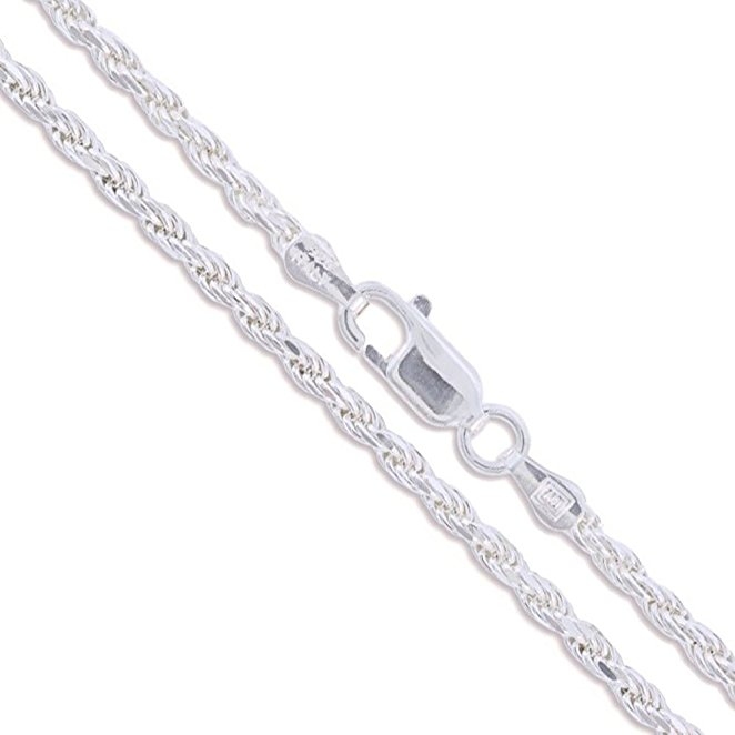 Sterling Silver Diamond-Cut Rope Chain 1.1mm 1.4mm 1.5mm 1.7mm 2.2mm Solid 925 Italy New Necklace