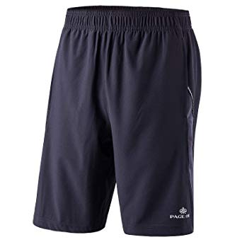 PAGE ONE Mens Active Quick Dry Athletic Essential Performance Shorts with Pockets