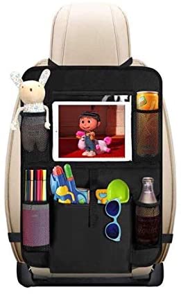 Car Backseat Organizer with Touchable Tablet Holder  5 Storage Pockets for Toys Book Bottle Drinks Kick Mats Car Seat Back Protectors Great Travel Accessories for Kids and Toddlers (1 Pack)