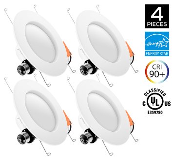 Hyperikon 5/6" LED Downlight, ENERGY STAR, 14W (75W Replacement), 2700K (Warm White), CRI90 , Retrofit LED Recessed Lighting Fixture, LED Ceiling Light, Dimmable - (Pack of 4)