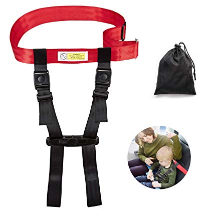 Child Airplane Travel Safety Harness Approved by FAA, Airplane Travel Safety Clip Strap Baby, Kids & Toddlers Restraint System with Free Carry Pouch Bag- Strictly for Aviation Travel Only