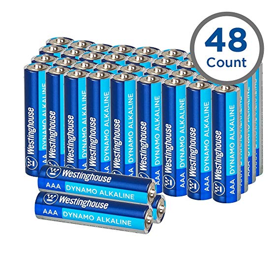 Westinghouse Alkaline AAA Batteries, Triple A Batteries, Long-Lasting Leak Proof Primary Batteries, Bulk Pack 48 Count(AAA, 48 Pack)