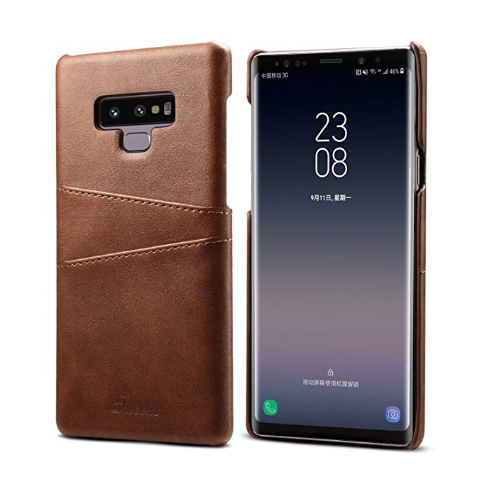 Samsung Galaxy Note 9 Shell,TACOO Leather Slim Thin Card Holder Girls Women Men Protective Credit Card Slot Cover Brown Case Galaxy Note 9 2018