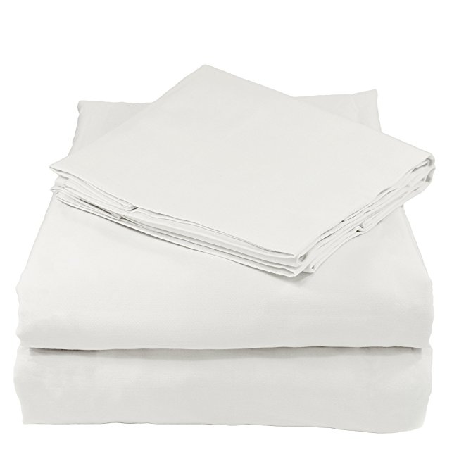 Whisper Organics Bed Sheets, Organic 100% Cotton Sheet Set, 400 Thread Count, 3 Piece: Fitted Sheet, Flat Sheet + Pillowcase, TwinXL, White