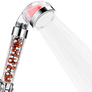Couradric Ionic Shower Head Handheld for Low Pressure Water Saving with Filter Aroma Blocks Negative Ions Mineral Beads Double Filtration Chlorine and Soft Water