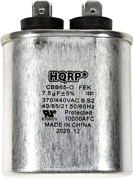 HQRP 7.5uF 370V-440V Run Capacitor AC Electric Motor Start HVAC Blower Compressor Pump Generator 7.5MFD CBB65 370V 370VAC 440VAC