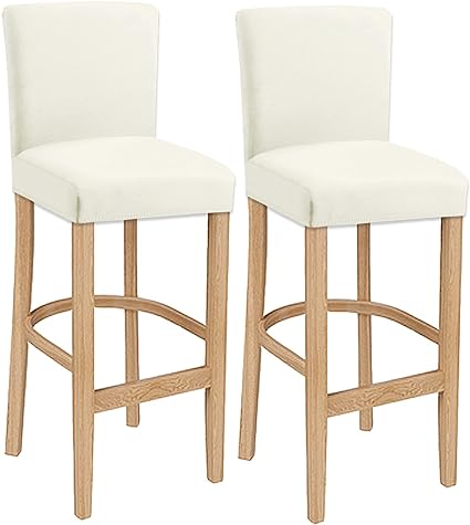 LANSHENG Bar Stool Covers Stretch Washable Removable Bar High Back,Dining Chair Covers Chair Slipcover Protector for Dining Room Furniture,Home, Kitchen（Ivory White,2 Pieces