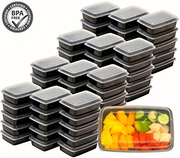 50 Pack - SimpleHouseware Reusable Food-Grade Meal Prep Container 1 Compartment 28 Ounces