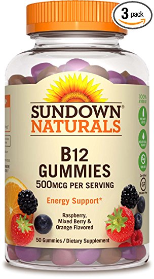 Sundown NaturalsVitamin B-12 500 mcg, 50 Gummies (Pack of 3)