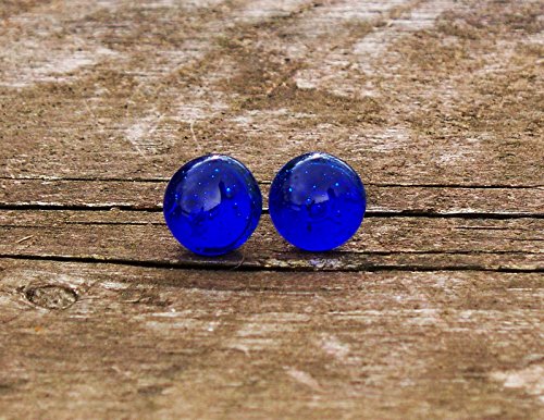 Recycled Vintage Cobalt Noxzema Jar Simple Post Earrings