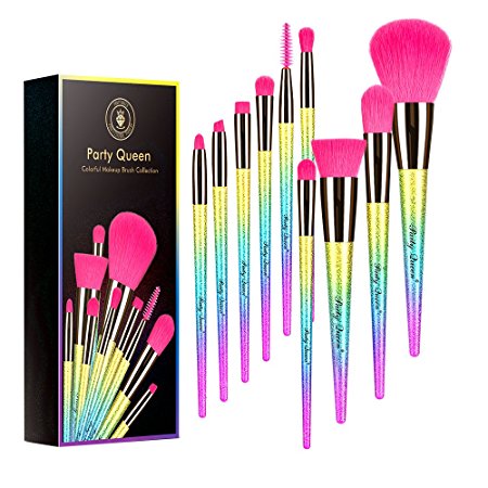 Party Queen Makeup Brushes 10 Pieces Make Up Set Foundation Powder Eyebrow Concealer Eyeshadow Cosmetic Brush Tool