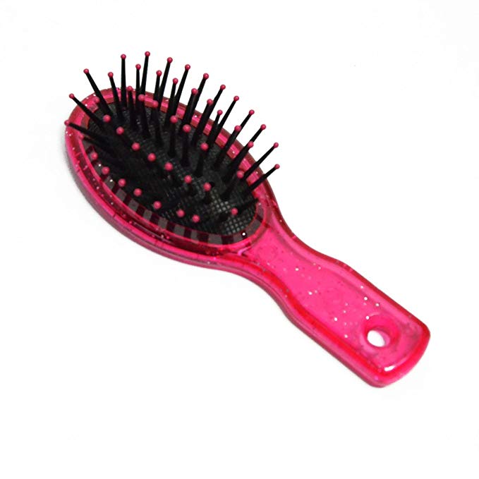 Doll Hairbrush in Pink Glitter, for 18 Inch Dolls Like American Girl Dolls & Bitty Baby, Doll Wig Hair Brush by The New York Doll Collection, Doll Accessories