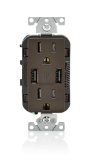 Leviton T5632-B 15-Amp USB ChargerTamper Resistant Duplex Receptacle Brown