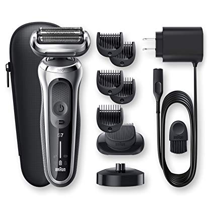 Braun Series 7 7027cs Flex Electric Razor for Men with Beard Trimmer and Charging Stand, Wet & Dry, Rechargeable, Cordless Foil Shaver, Silver