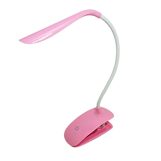LEDniceker Minimalism Clip-on LED Table Lamp/Desk Reading Light, USB Charge Cable, Free Twisted Tube, Touch Sensor, 3 Level Adjustable Brightness(Pink)
