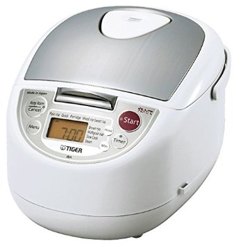 Tiger JBA-T10U-WU 5.5-Cup (Uncooked) Micom Rice Cooker with Food Steamer & Slow Cooker, White