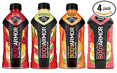 Body Armor Super Drink, Electrolyte Sport Drink, 4 Flavor Variety Pack, Orange Mango, Fruit Punch, Watermelon Strawberry, and Strawberry Banana (4 Pack, Total of 112 Fl Oz)