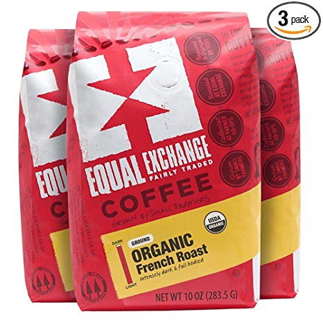 Equal Exchange Organic Coffee, French Roast, Ground, 10-Ounce Bags (Pack of 3)