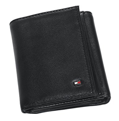 Tommy Hilfiger Men's Leather Trifold Wallet,Oxford Black