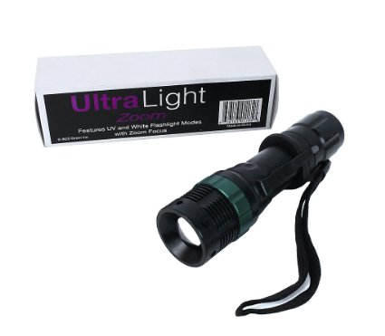 UV Blacklight and LED Dual Bulb Flashlight - With Zoom Focus - By Ultra Light