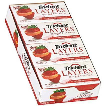 Trident Layers Strawberry & Tangy Citrus Sugar Free Gum - 8/14ct