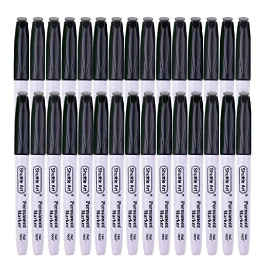 Permanent Markers,Shuttle Art 30 Pack Black Permanent Marker set,Fine Point, Works on Plastic,Wood,Stone,Metal and Glass for Doodling, Marking