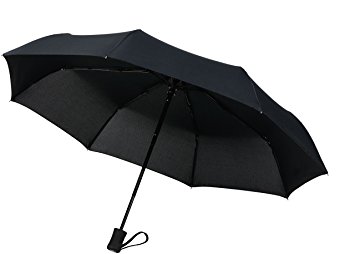60 MPH Windproof Travel Umbrellas "Guaranteed Lifetime Replacement Program" Auto Close Auto Open Compact Umbrella Won't Break If Flipped Inside Out - A Customer Service Supported Product, Black