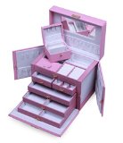 Kendal large pink leather jewelry box  case  storage  organizer with travel case and lock