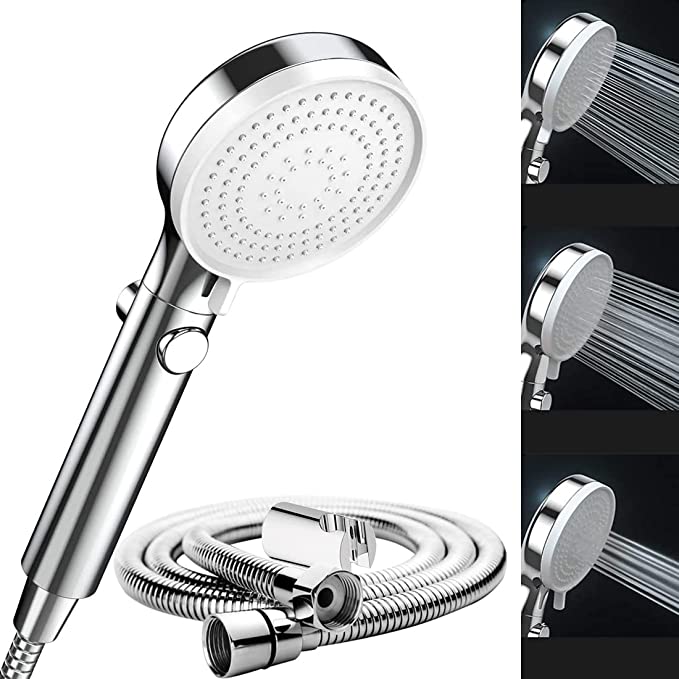 ALTON SHR20155 SS-304 Grade Acrylonitrile Butadiene Styrene 3-Function Hand Shower with Flexible Hose Pipe and Wall Hook (Chrome, 1.5 Meter)