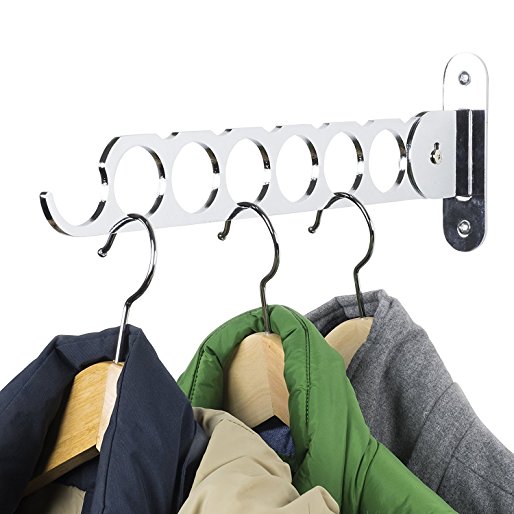 Clothes Hangers Holder - Wall Mount - Great for Baby, Kids, Men & Women Clothing - Perfect for Laundry, Cleaning and Organizing Your Wardrobe Chrome Finish
