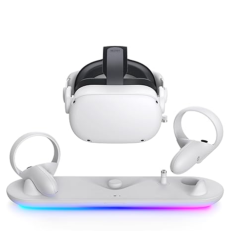 KIWI design RGB Charging Dock Compatible with Meta/Oculus Quest 2, Meta Officially Co-Branded