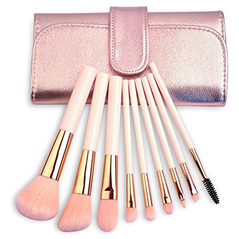 Mooxury Makeup Brushes Set professional Synthetic Kabuki Cosmetic Brushes Kit with Foldable Bag - 6 Pcs