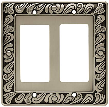 Franklin Brass 64037 Paisley Double Decorator Wall Plate/Switch Plate/Cover, Brushed Satin Pewter