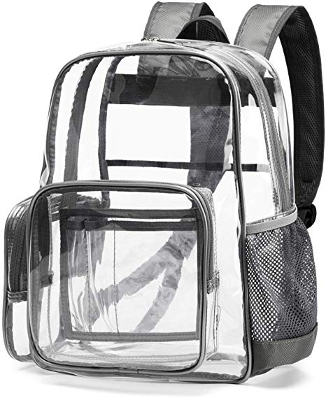 Cambond Clear Backpack, Heavy Duty Transparent Backpacks with Reinforced Straps (Grey)