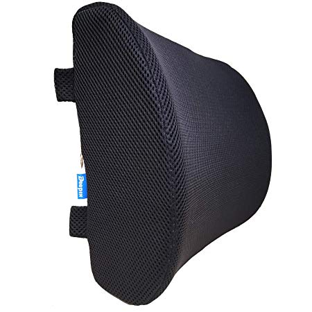 DEEPIN Lumbar Support Pillow - 100% Memory Foam Back with Breathable and Washable 3D Mesh Cover,Ideal Back Pillow for Car Seat, Computer/Office Chair