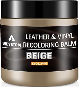 WEYSTOM Leather Recoloring Balm - Beige Leather Repair Kit for Furniture, Leather Dye, Recolor, Renew, Repair & Restore Aged, Faded, Cracked, Peeling and Scuffed Leather