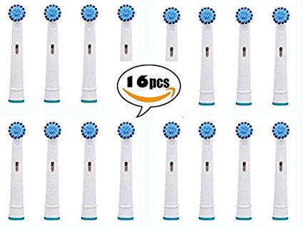 DSRG [SENSITIVE] 16pcs. for the PRICE of Electric Toothbrush Replacement Brush Heads COMPATIBLE WITH ORAL-B, Deep Sweep Floss Dual Clean Precision Pro White Ortho Care Professional Care Trizone Triumph Power Plak Interclean