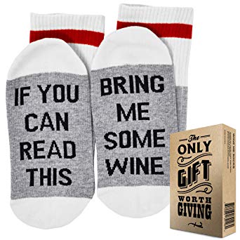 FUNNY SOCKS   GIFT BOX"If you can read this bring me a cold Beer OR a Some Wine""