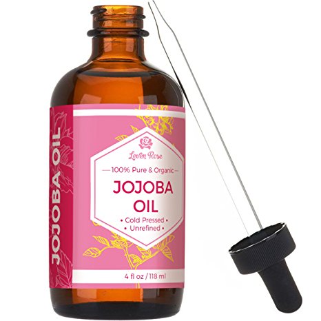 Leven Rose Jojoba Oil, Organic 100% Pure Cold Pressed Unrefined Natural - MADE IN THE USA - Great for Hair, Skin, Lips, Face, Stretch Marks, Beards, Acne - 4 Oz - Great Carrier Oil for Essential Oils