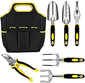 Modern Living Garden Tools Set, 7 Pieces Stainless Steel Hand Tool Gift Set-Heavy Duty, With Storage Tote Bag Garden Gifts for Men & Women