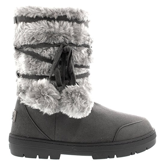 Womens Pom Pom Fully Fur Lined Waterproof Winter Snow Boots
