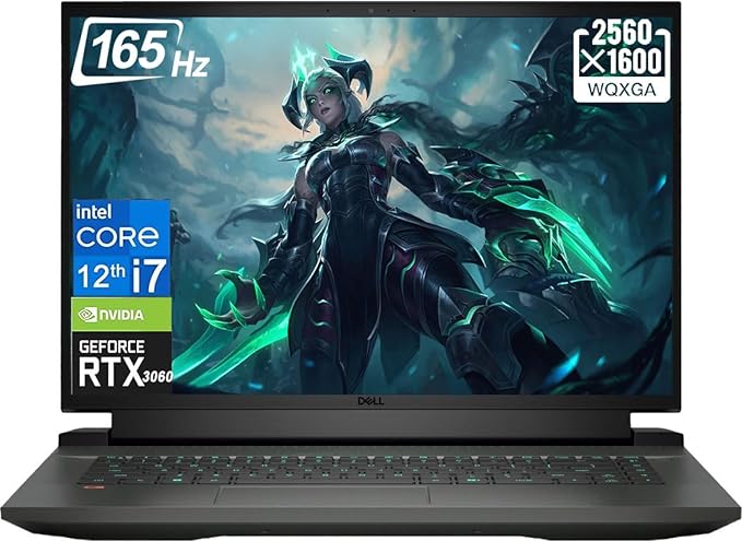 Dell 2023 Newest G16 Gaming Laptop, 16" 165Hz QHD Display, Intel Core i7-12700H(14-core) Processor, NVIDIA GeForce RTX 3060, 64GB DDR5 RAM, 2TB SSD, Wi-Fi 6, Bluetooth, Windows 11 Home