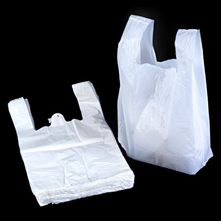White Vest Style Plastic Carrier Bags - 13" x 19" x 23" - (1 box = 100 bags) - HEAVY DUTY