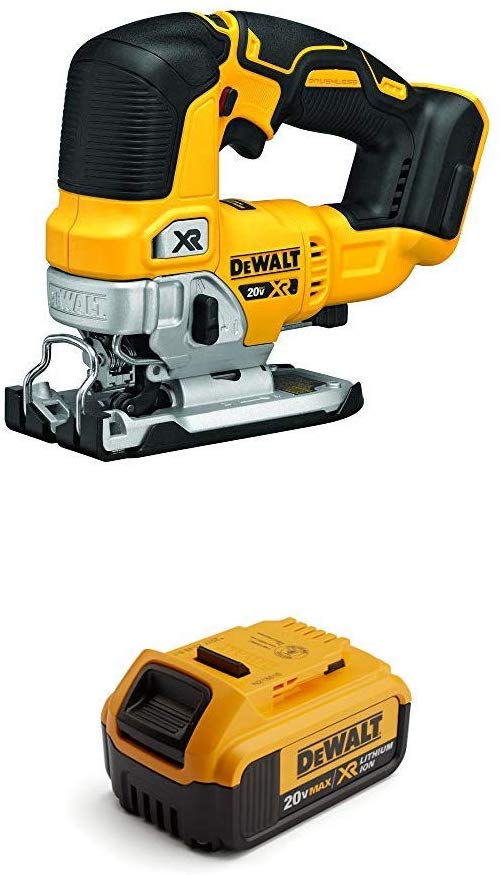 DEWALT 20V MAX Brushless Jig Saw & Premium 4.0Ah Battery - Charger Not Included (DCS334B & DCB204)