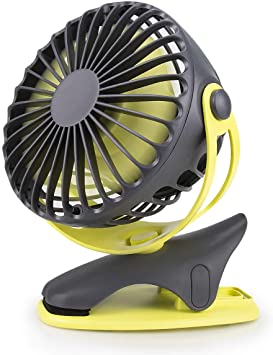 Laelr Cilp On Desk Fan, 360° Rotation Personal Fan 4 Speed Adjustable Mini Quiet Fan Portable Air Cooling Fan with USB Rechargeable Battery Operated for Baby Home Office Outdoor Sports