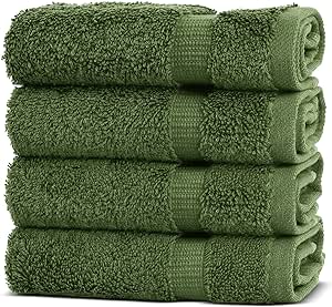 Chakir Turkish Linens | Hotel & Spa Quality 100% Cotton Premium Turkish Towels | Soft & Absorbent (4-Piece Washcloths, Moss)