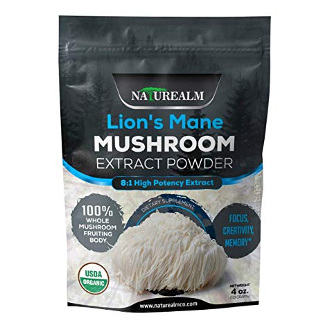 Lion’s Mane Mushroom Extract Powder - Natural Nootropic Supplement - Focus, Creativity, Memory - 100% Whole Mushrooms - USDA Certified Organic - 4oz. (113g)