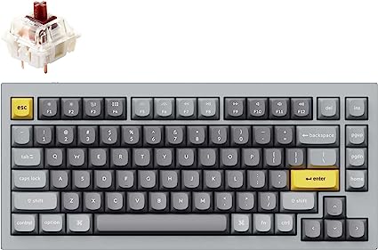 Keychron Q1 75% Layout RGB Hot-swappable Wired Custom Mechanical Keyboard, QMK/VIA Programmable Macro with Gateron G Pro Brown Switch Double Gasket Compatible with Mac Windows Linux (Grey) -Version 2