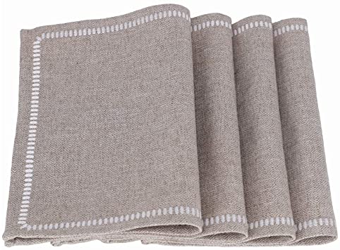 millianess 100% Cotton Placemats Embroidery Table Mmillianess Placemats Cotton Linen Embroidery Table Mats Heat Resistant Kitchen Tablemats for Dining Table 13"x18" (4 Piece,Nature-Linen)